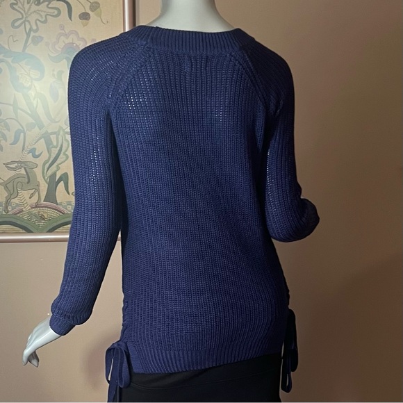 SO Perfectly Soft Perfectly You Knit Tunic Sweater Side Tie Accents Blue SMALL - Picture 8 of 12